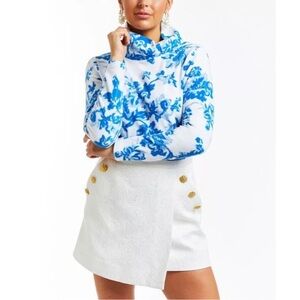 Dudley Stephens x Mestiza NY Juliet Fleece Turtleneck in Blue Toile Print